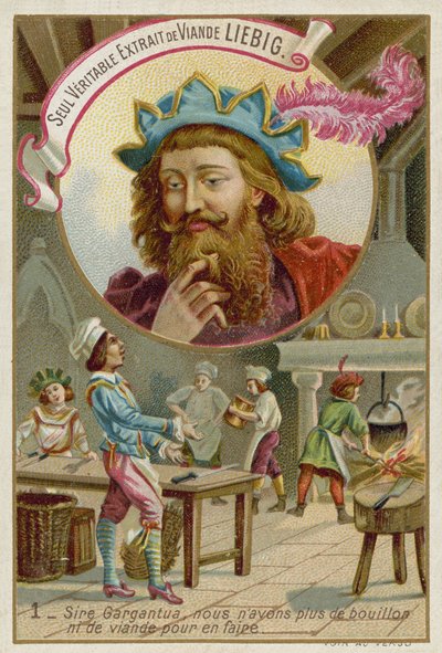 Trade card for Liebig meat extract by European School